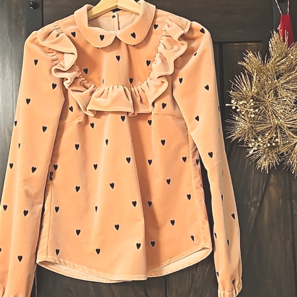 Couture Velvet Top with Heart Pattern | XS - Picture 5 of 8